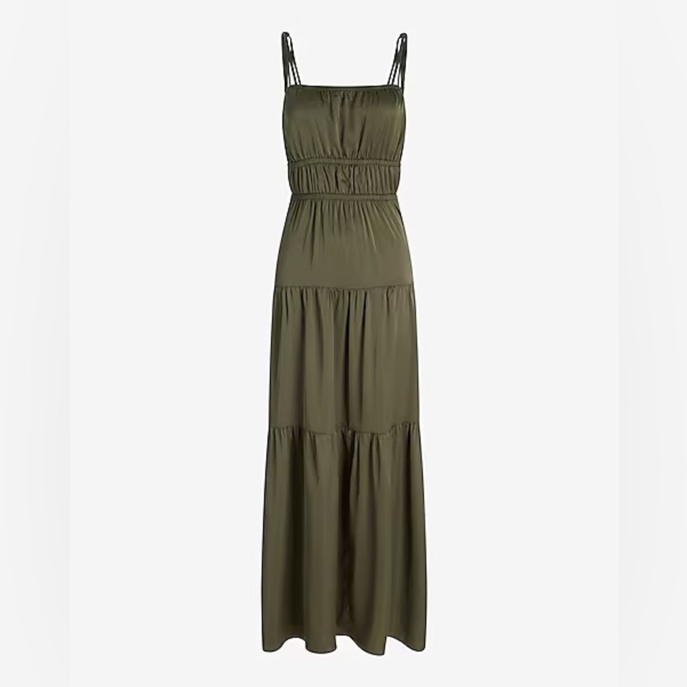 Olive Green Maxi dress with adjustable tie straps